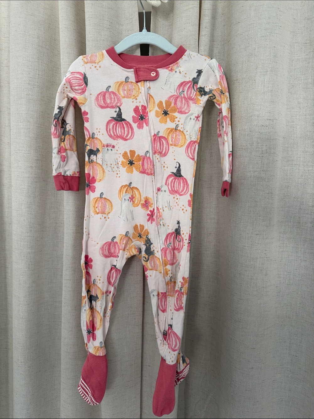 Burt's Bees Baby Pink & Coral Pumpkin-Print Footed One-Piece Organic Cotton 12M